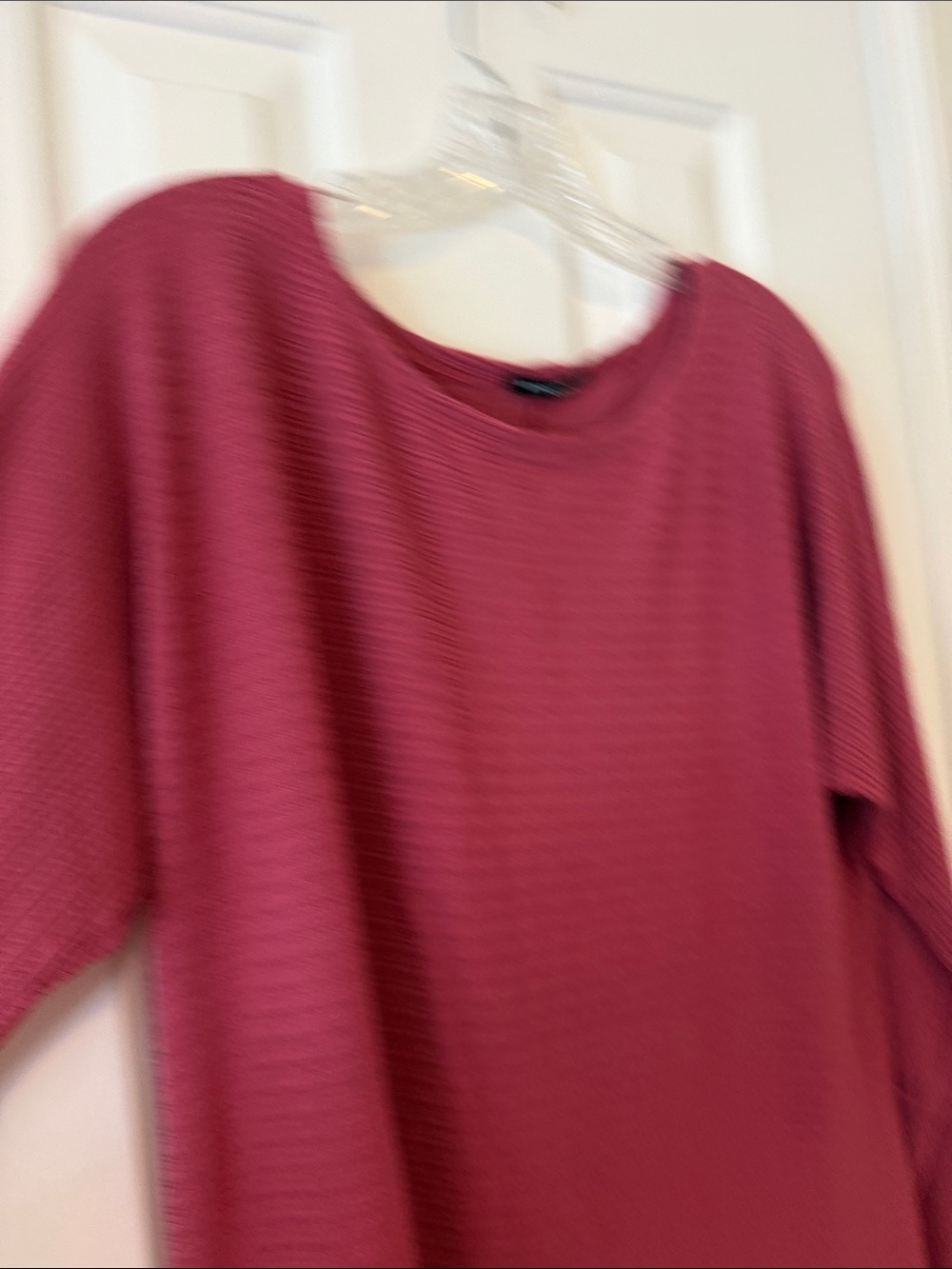 Staccato Ribbed Long-Sleeve Top in Deep Raspberry - Picture 2 of 6